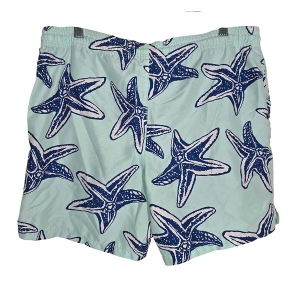 RS Surf Swim Trunks Mens Size S Mint Green Navy Starfish Nautical Beach Good - Picture 4 of 8